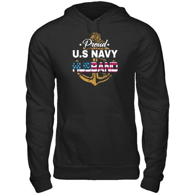 Proud US Navy Husband-T-Shirt & Hoodie-Pullover Hoodie-Black