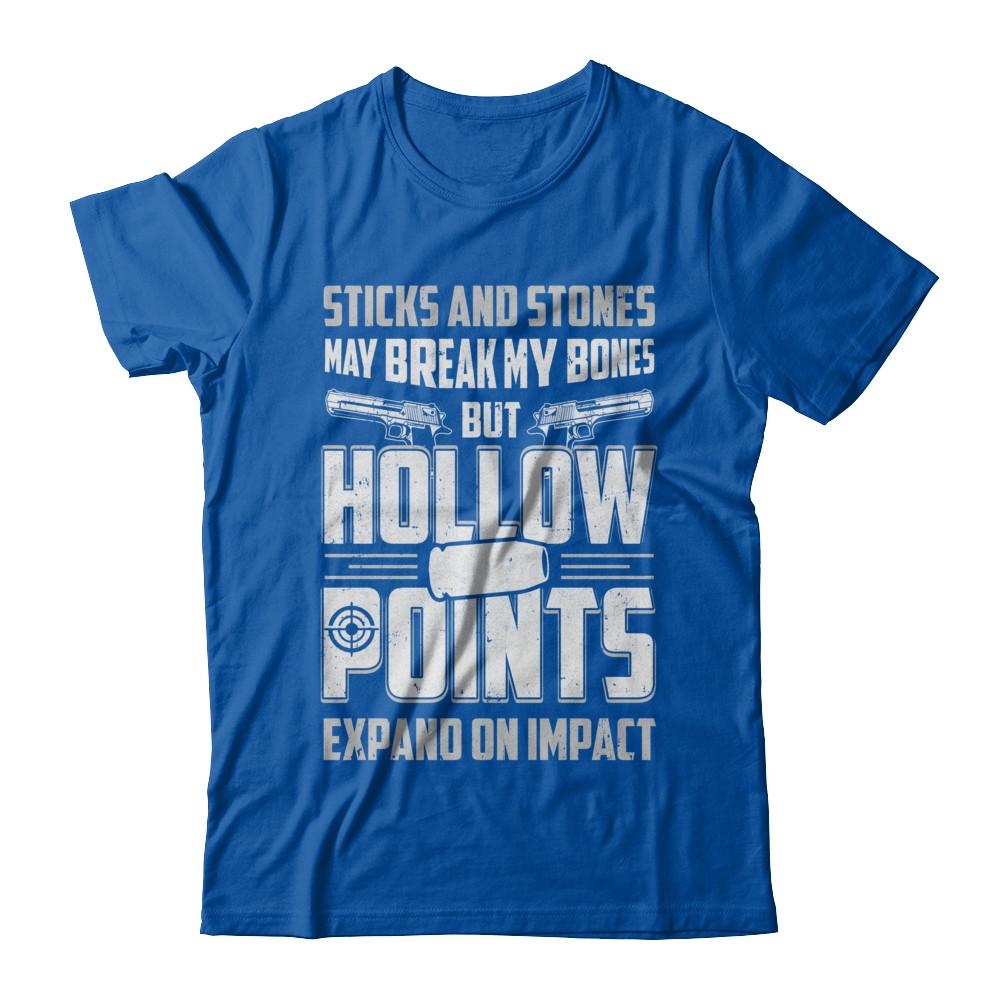 Gun Sticks And Stones Hollow Points-T-Shirt & Hoodie-Premium T-Shirt-Royal