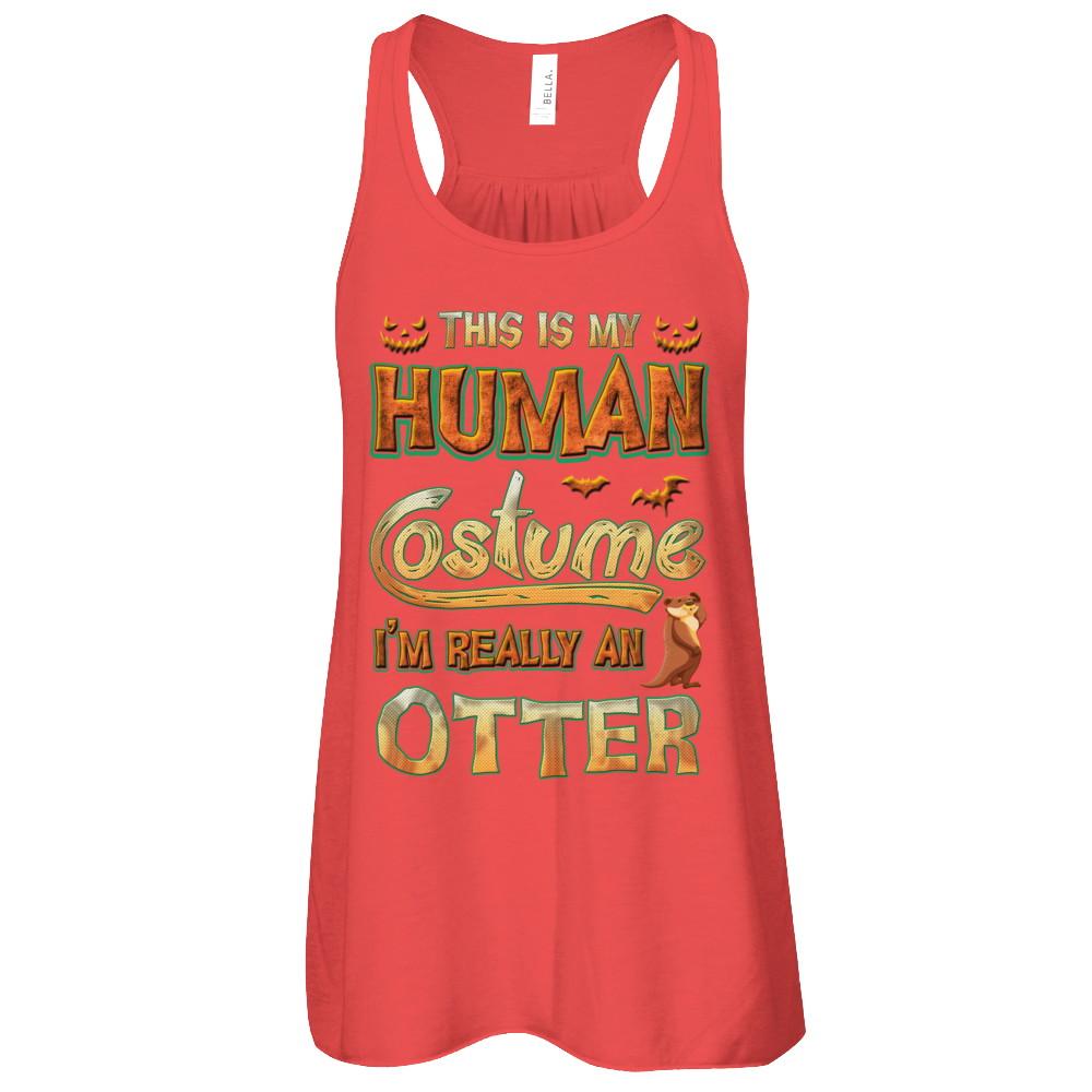 Otter Halloween My Human Costume I'm Really An Otter-T-Shirt & Tank Top-Women's Flowy Racerback Tank-Red