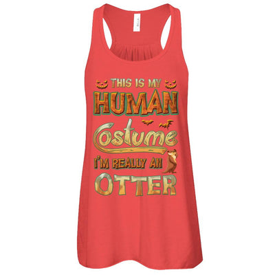 Otter Halloween My Human Costume I'm Really An Otter-T-Shirt & Tank Top-Women's Flowy Racerback Tank-Red