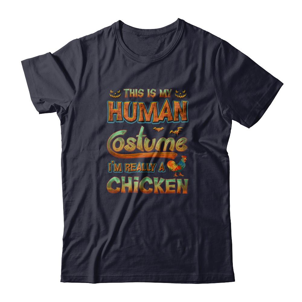 Chicken Halloween My Human Costume I'm Really A Chicken-T-Shirt & Tank Top-Premium T-Shirt-Midnight Navy