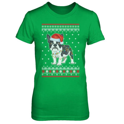 Bulldog Christmas Ugly Sweater Lights Dog Xmas Gift-T-Shirt & Sweatshirt-Women's T-Shirt-Irish Green