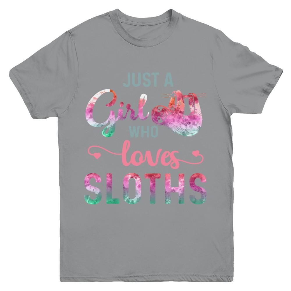 Just A Girl Who Loves Sloths Sloth Lover Youth-Youth Shirt-Youth T-Shirt-Sport Grey