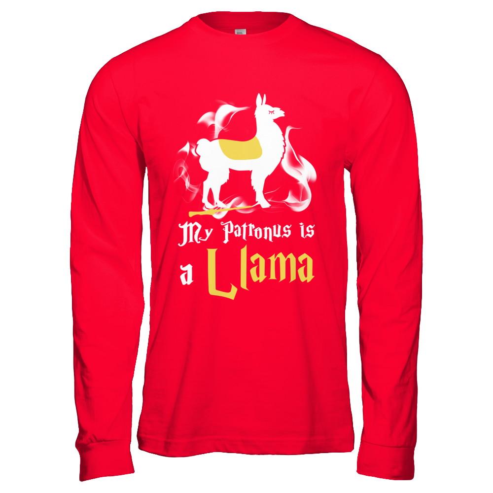 My Patronus Is A Llama-T-Shirt & Hoodie-Long Sleeve T-Shirt-Red
