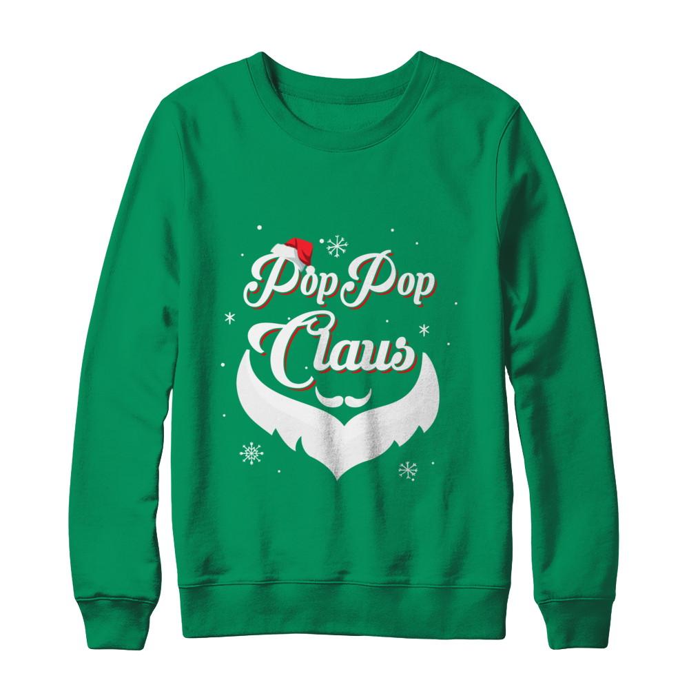 Santa Beard Matching Christmas Pajamas Poppop Claus-T-Shirt & Sweatshirt-Crewneck Sweatshirt-Irish Green