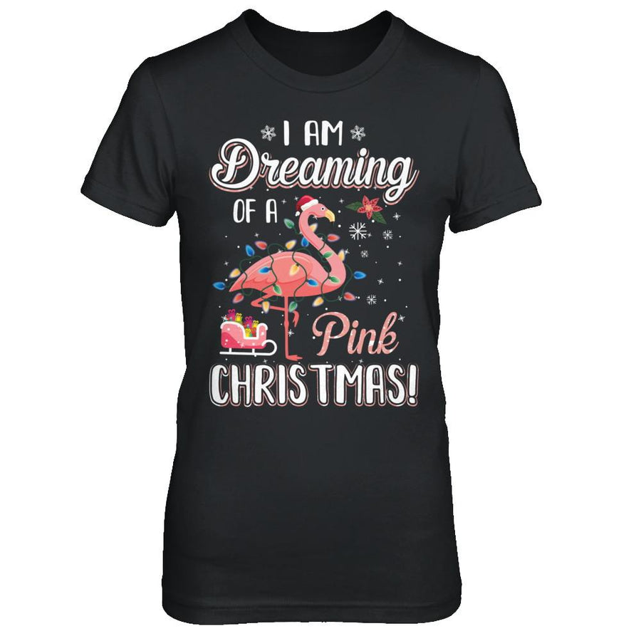 I Am Dreaming Of A Pink Christmas Flamingo Gifts-T-Shirt & Sweatshirt-Women's T-Shirt-Black
