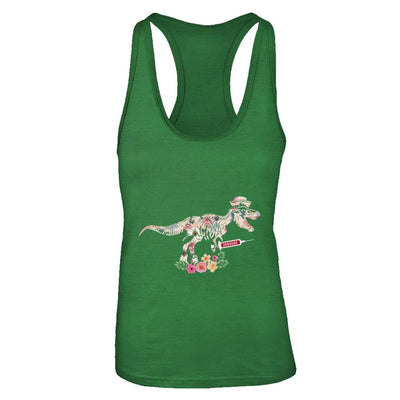 Nursing Nurse Saurus Dinosaur T-Rex-T-Shirt & Tank Top-Women's Ideal Racerback Tank-Kelly Green