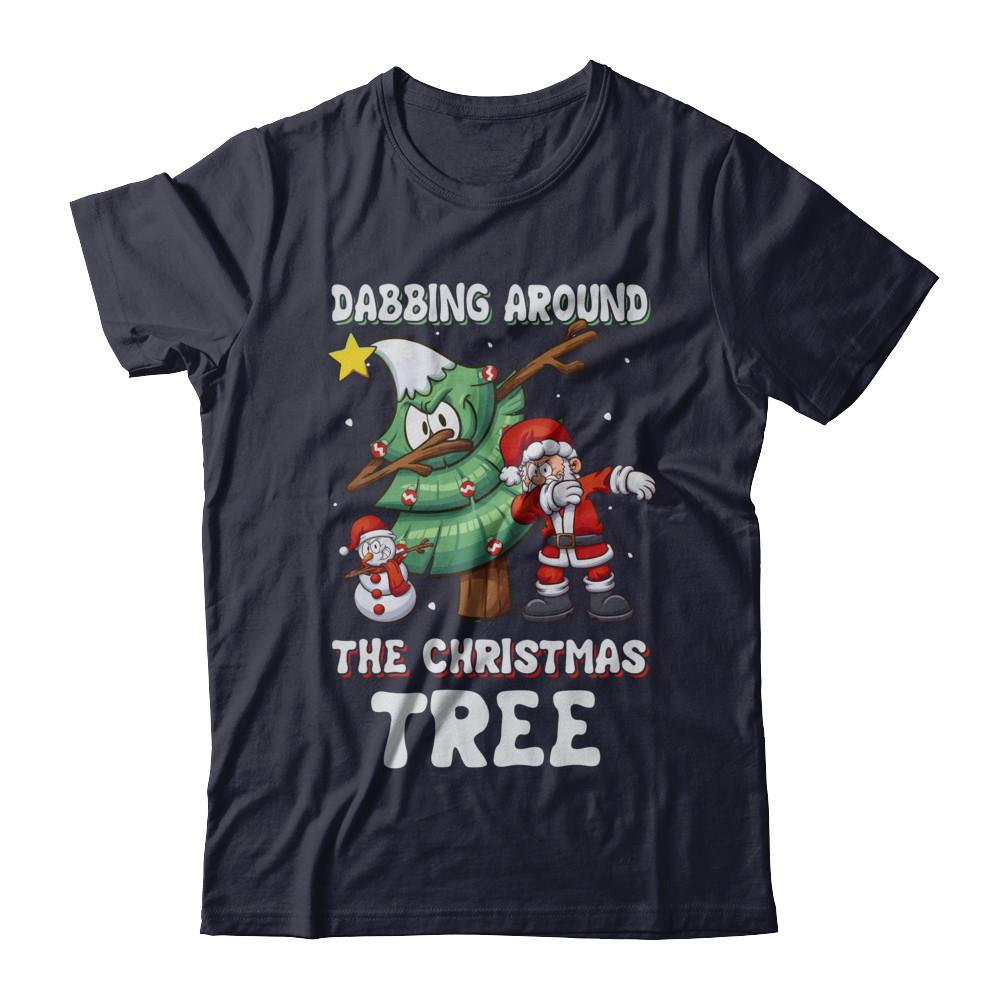 Dabbing Santa Around Christmas Tree-T-Shirt & Sweatshirt-Premium T-Shirt-Midnight Navy
