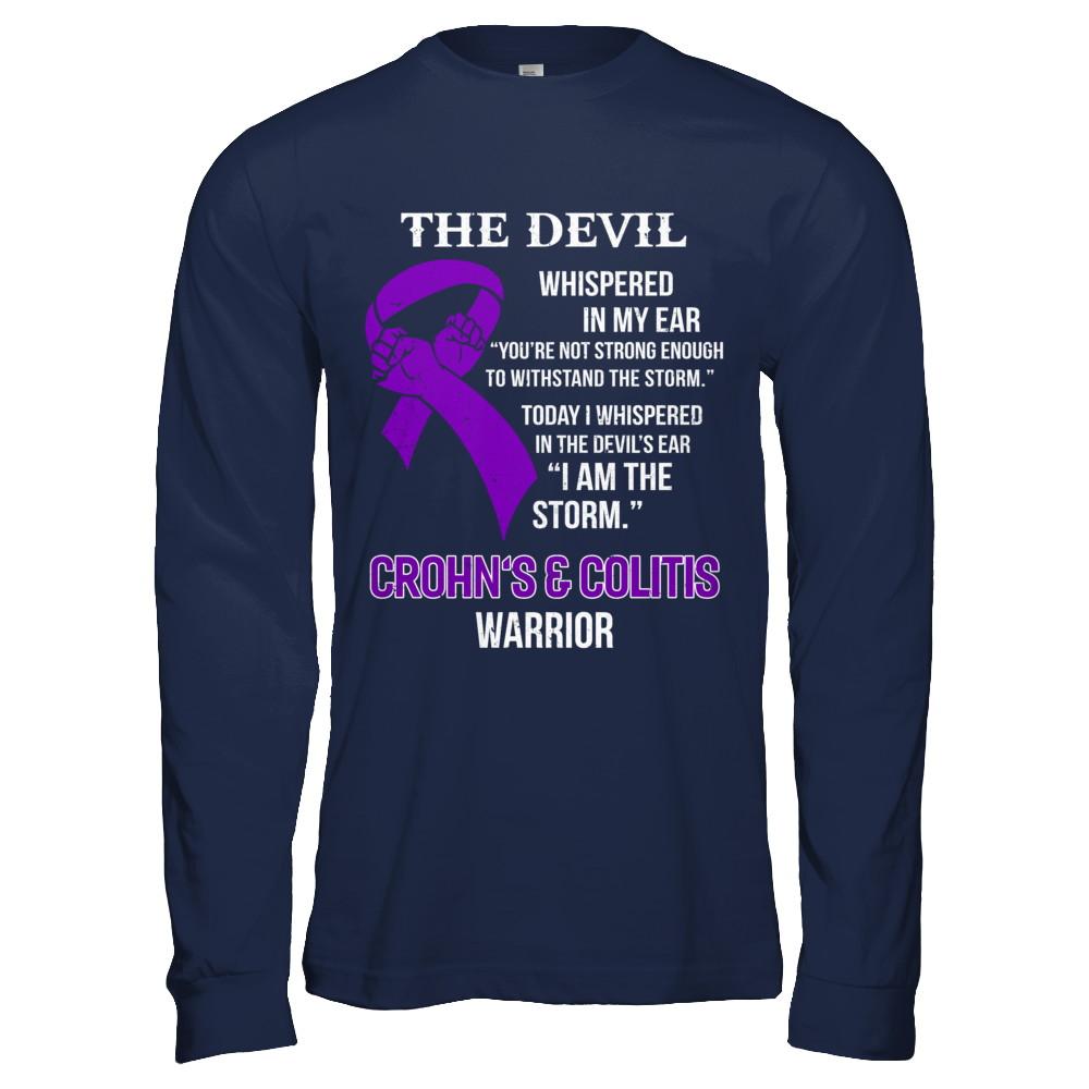 I Am The Storm Support Crohn's Colitis Awareness Warrior Gift-T-Shirt & Hoodie-Long Sleeve T-Shirt-Navy