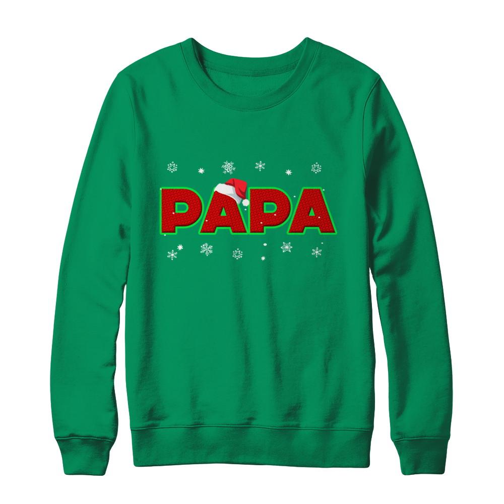 Papa Christmas Santa Ugly Sweater Gift-T-Shirt & Sweatshirt-Crewneck Sweatshirt-Irish Green