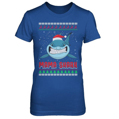 Mama Claus Shark Family Matching Christmas Ugly Sweater-T-Shirt & Sweatshirt-Women's T-Shirt-Royal