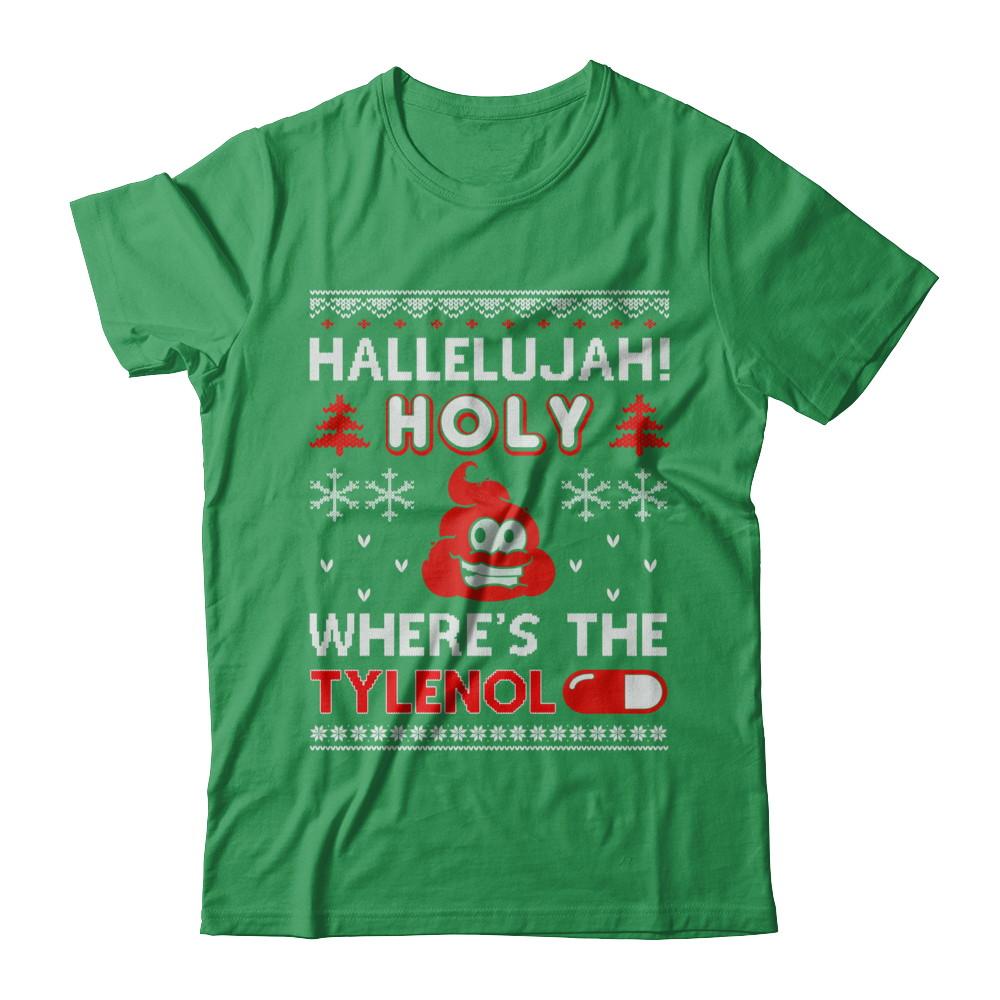Hallelujah Holy Where's The Christmas Ugly Sweater-T-Shirt & Sweatshirt-Premium T-Shirt-Kelly Green