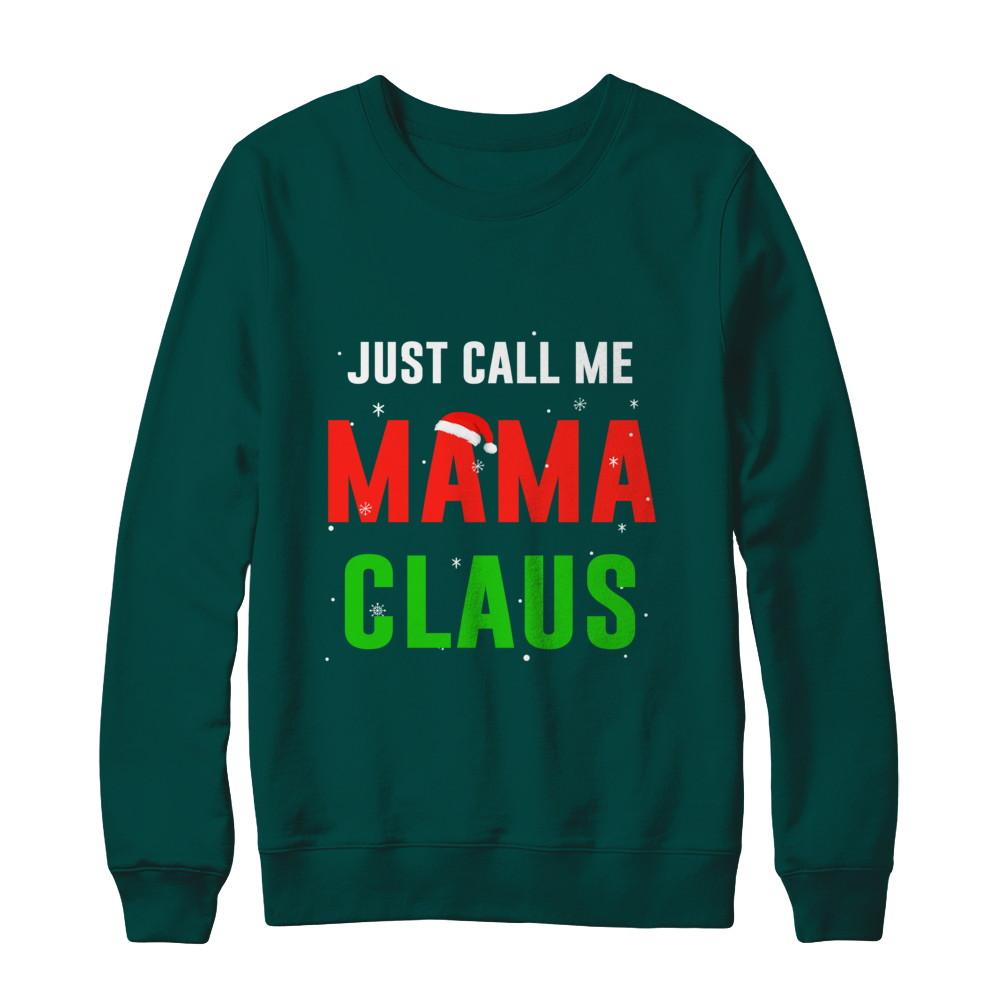 Santa Mama Claus Matching Family Christmas Pajamas-T-Shirt & Sweatshirt-Crewneck Sweatshirt-Deep Forest