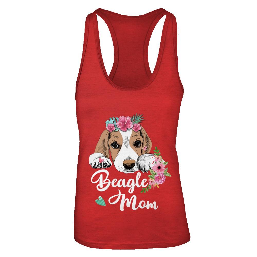 Beagle Mom Funny Dog Mom Gift Idea-T-Shirt & Tank Top-Women's Ideal Racerback Tank-Red