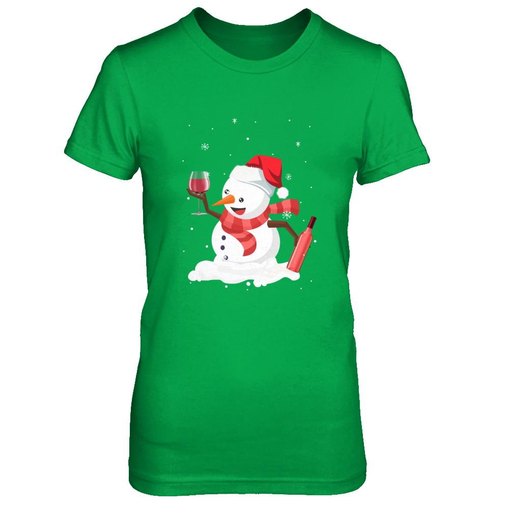 Snowman Wine Drinking Wine Lovers Christmas Gift-T-Shirt & Sweatshirt-Women's T-Shirt-Irish Green