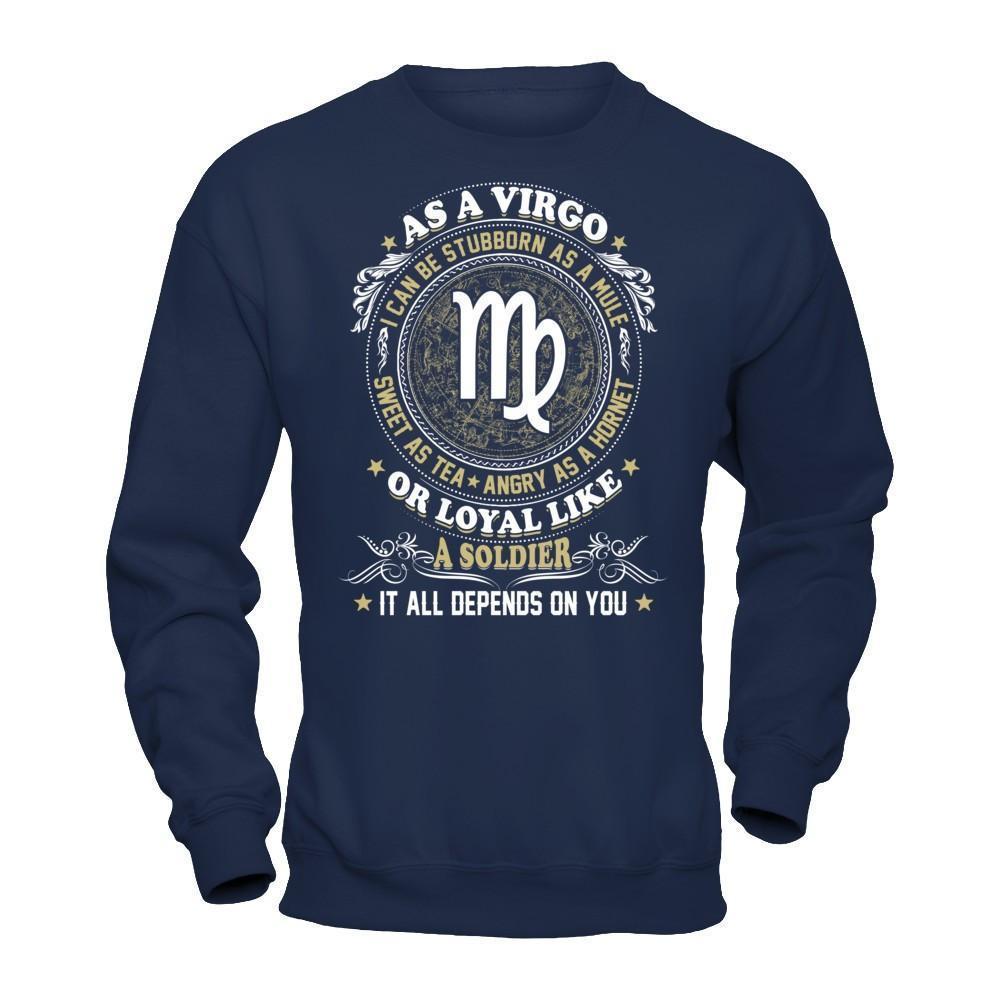 As A Virgo I Can Be Stubborn As A Mule-T-Shirt & Hoodie-Crewneck Sweatshirt-Navy