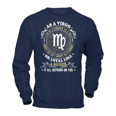 As A Virgo I Can Be Stubborn As A Mule-T-Shirt & Hoodie-Crewneck Sweatshirt-Navy