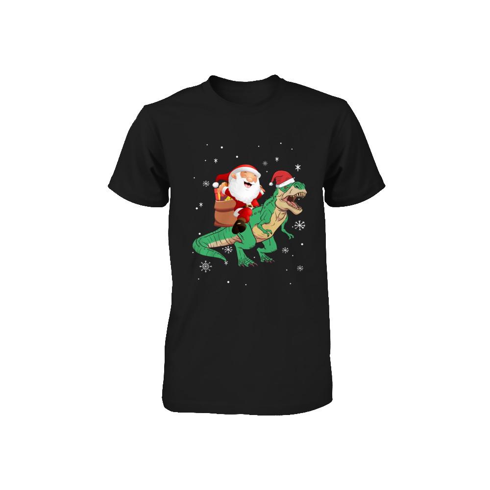 Christmas Santa Kids Dinosaur T-Rex For Boys Kids Youth-Youth Shirt-Toddler T-Shirt-Black