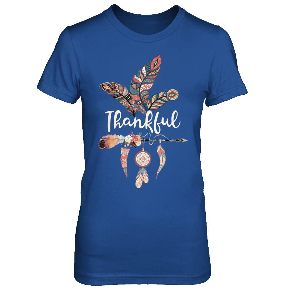 Thankful Feather And Arrow Fall Vintage Thanksgiving-T-Shirt & Sweatshirt-Women's T-Shirt-Royal