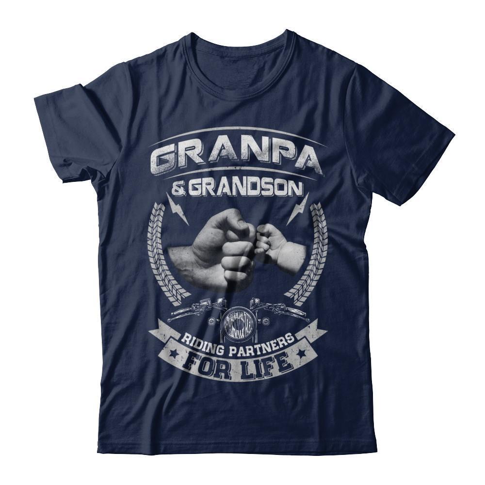 Motocross Grandpa And Grandson Riding Partners For Life-T-Shirt & Hoodie-Classic T-Shirt-Navy