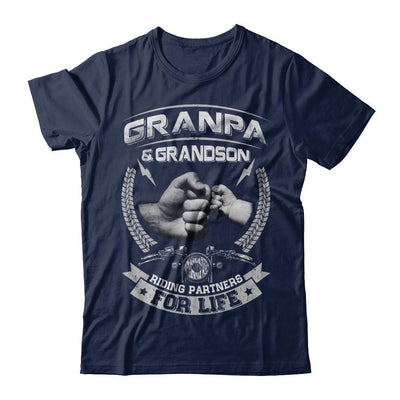 Motocross Grandpa And Grandson Riding Partners For Life-T-Shirt & Hoodie-Classic T-Shirt-Navy