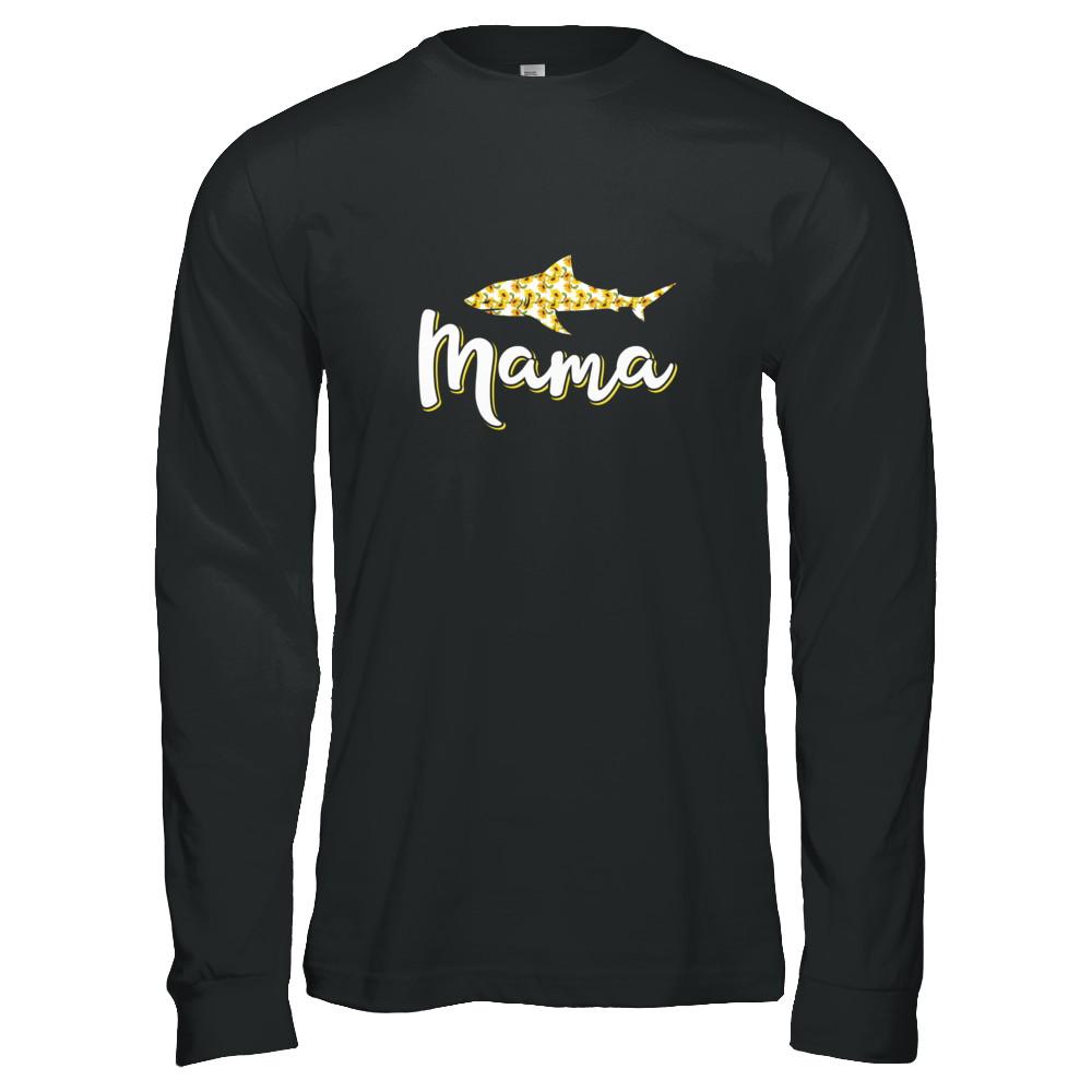 Sunflower Mama Shark Flowers Mothers Day Gift-T-Shirt & Tank Top-Long Sleeve T-Shirt-Black