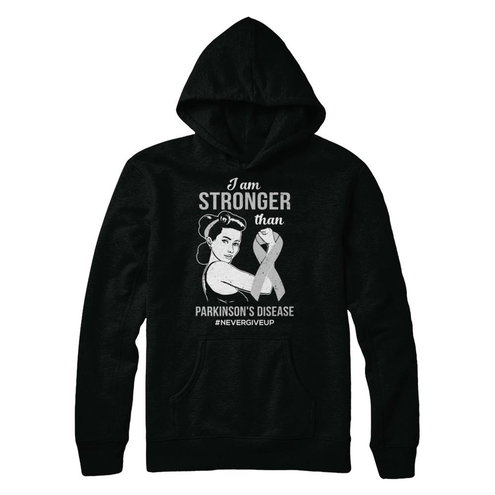 I Am Stronger Than Parkinson's Disease Awareness Support-T-Shirt & Hoodie-Pullover Hoodie-Black