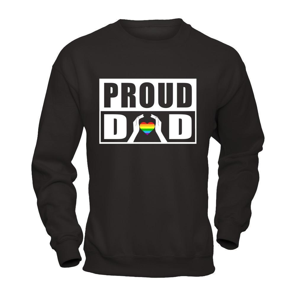 Proud Dad Lgbt Gay Lesbian Pride-T-Shirt & Hoodie-Crewneck Sweatshirt-Black