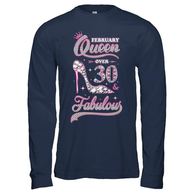 February Queen 30 And Fabulous 1991 30th Years Old Birthday-T-Shirt & Hoodie-Long Sleeve T-Shirt-Navy