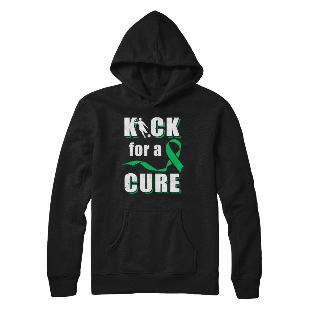 Kick For A Cure Soccer Green Liver Cancer Lymphoma Awareness-T-Shirt & Hoodie-Pullover Hoodie-Black