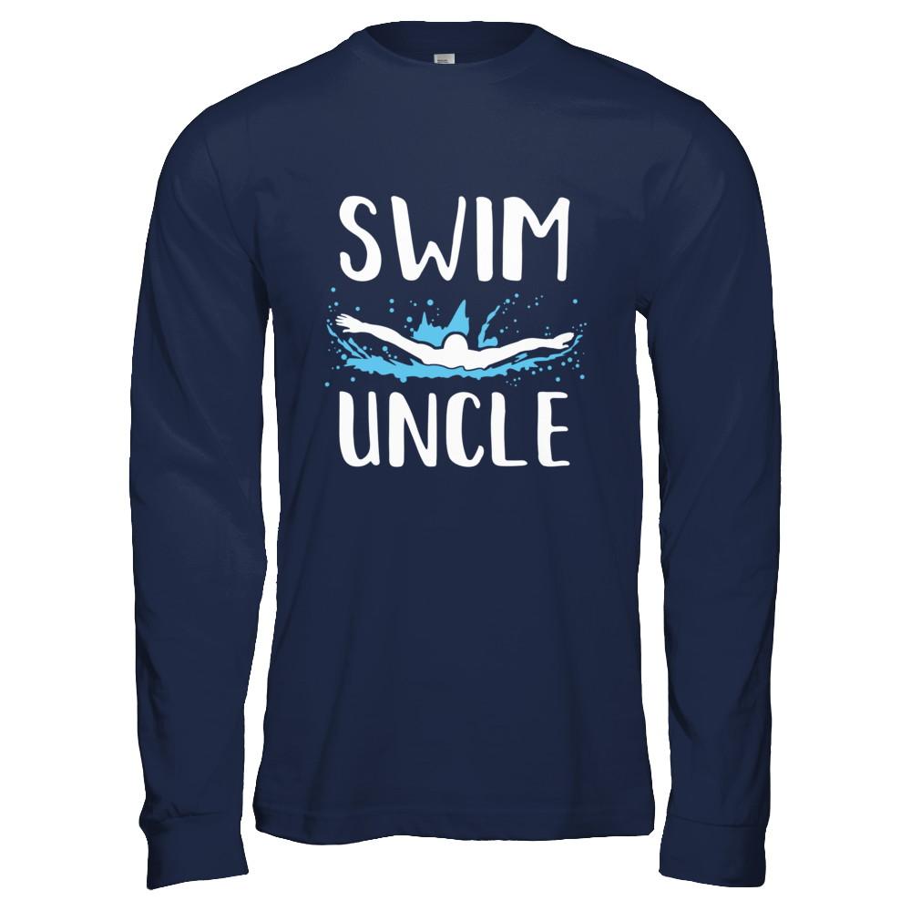 Swim Uncle Funny Swimming Birthday Gift-T-Shirt & Hoodie-Long Sleeve T-Shirt-Navy