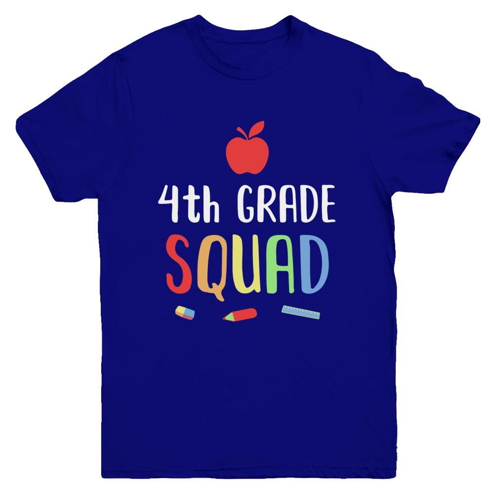 4th Grade Squad Back To School Teacher Fourth Grade Youth-Youth Shirt-Youth T-Shirt-Navy