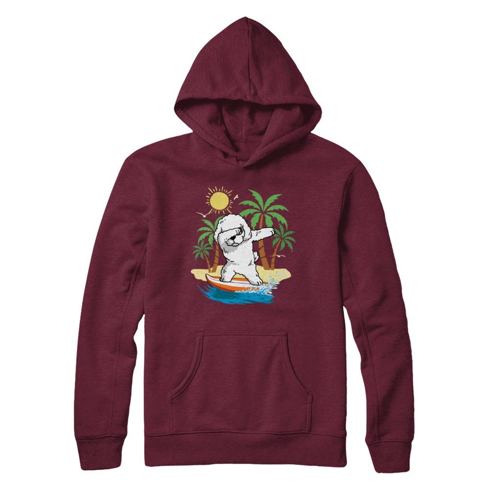 Summer Vacation Dabbing Poodle Surfing Surfboard Gift-T-Shirt & Hoodie-Pullover Hoodie-Maroon