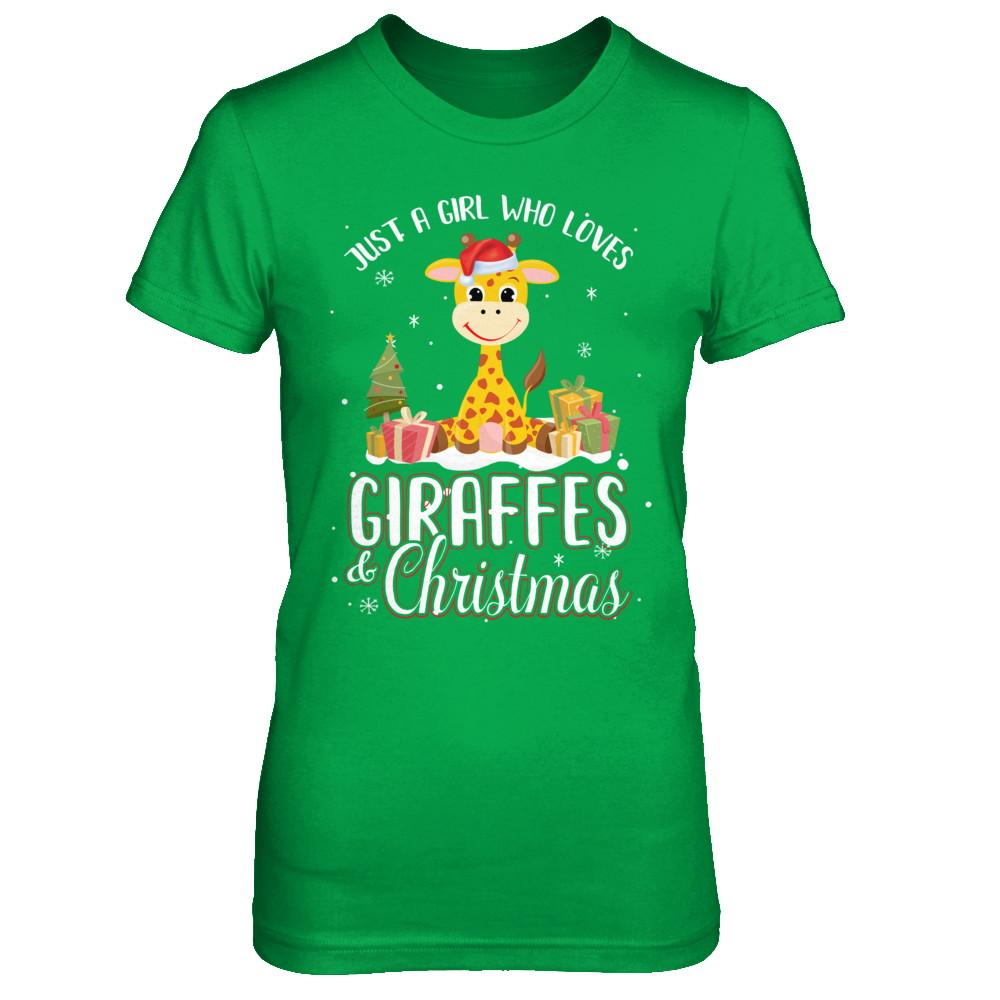 Just A Girl Who Loves Giraffes And Christmas-T-Shirt & Sweatshirt-Women's T-Shirt-Irish Green