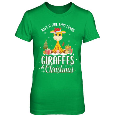 Just A Girl Who Loves Giraffes And Christmas-T-Shirt & Sweatshirt-Women's T-Shirt-Irish Green