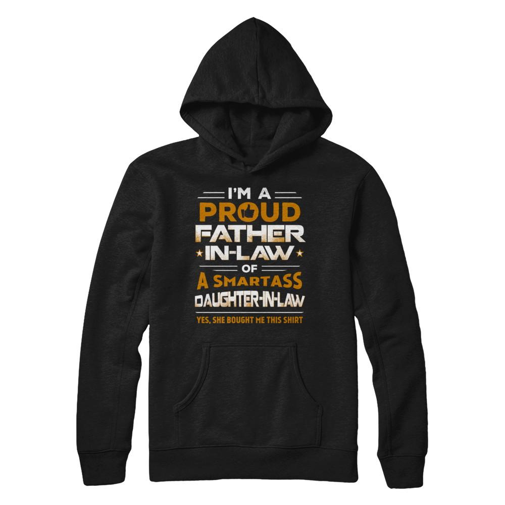 Proud Father-In-Law Of A Smartass Daughter-In-Law-T-Shirt & Hoodie-Pullover Hoodie-Black