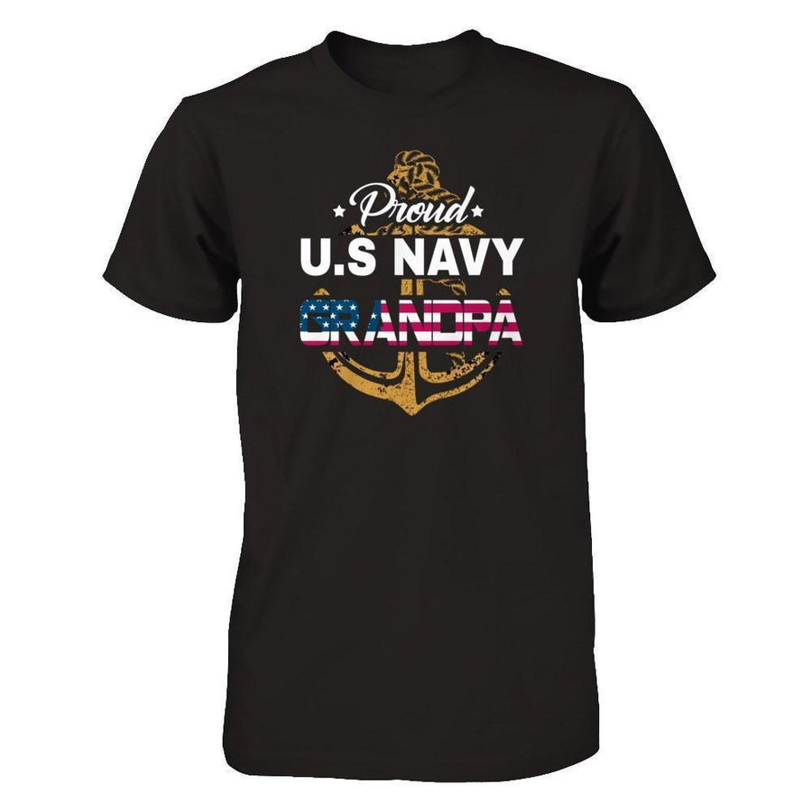 Proud US Navy Grandpa-T-Shirt & Hoodie-Premium T-Shirt-Black