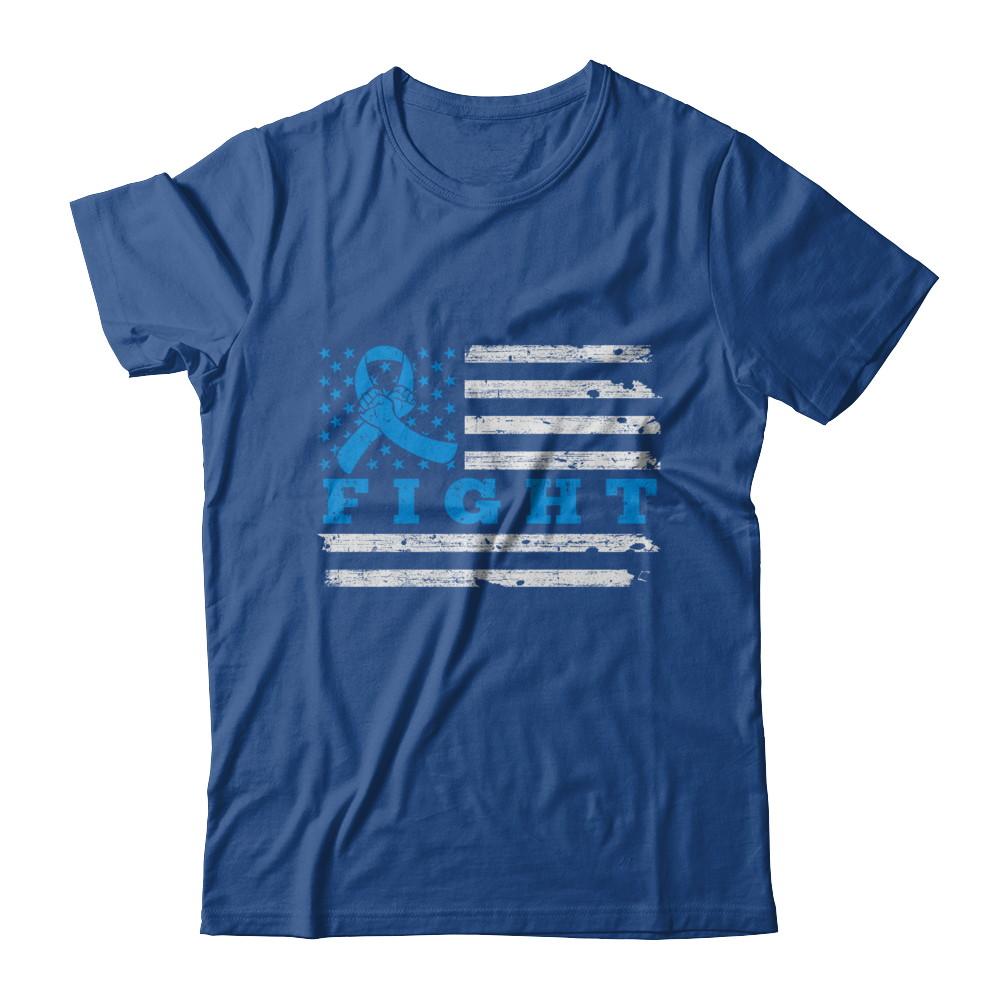 Fight Blue Ribbon US Flag Colon Prostate Cancer Awareness-T-Shirt & Hoodie-Classic T-Shirt-Royal