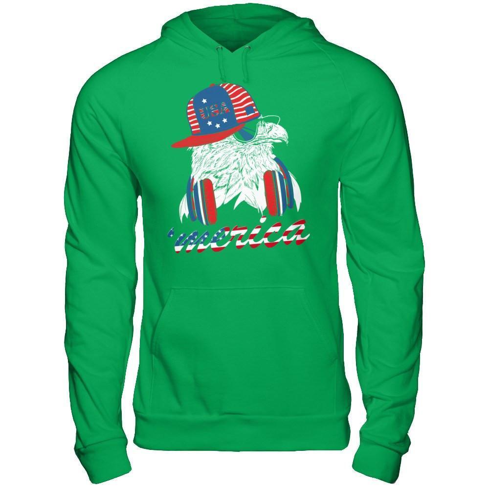 Usa Pride Merica Hiphop Eagle 4Th Of July-T-Shirt & Hoodie-Pullover Hoodie-Irish Green
