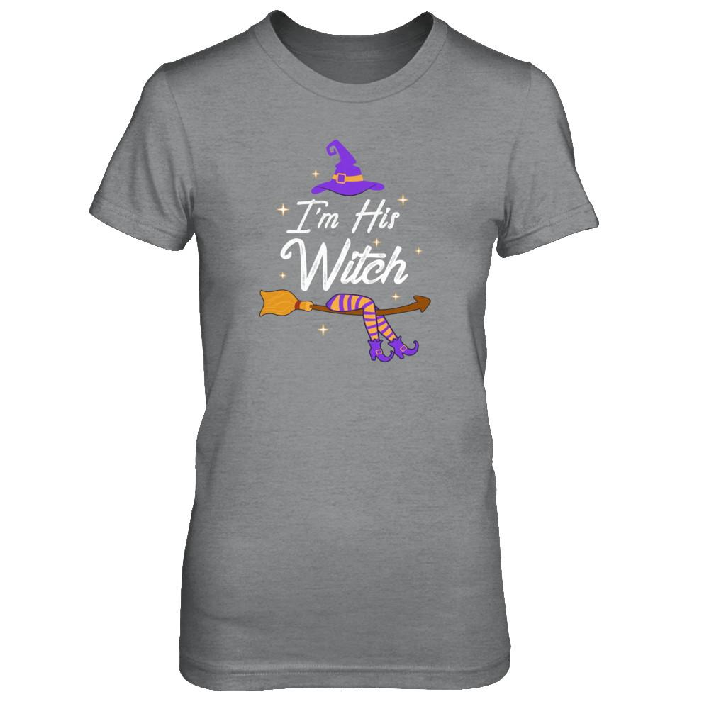 I'm His Witch Matching Boyfriends Husband Halloween-T-Shirt & Tank Top-Women's T-Shirt-Sport Grey