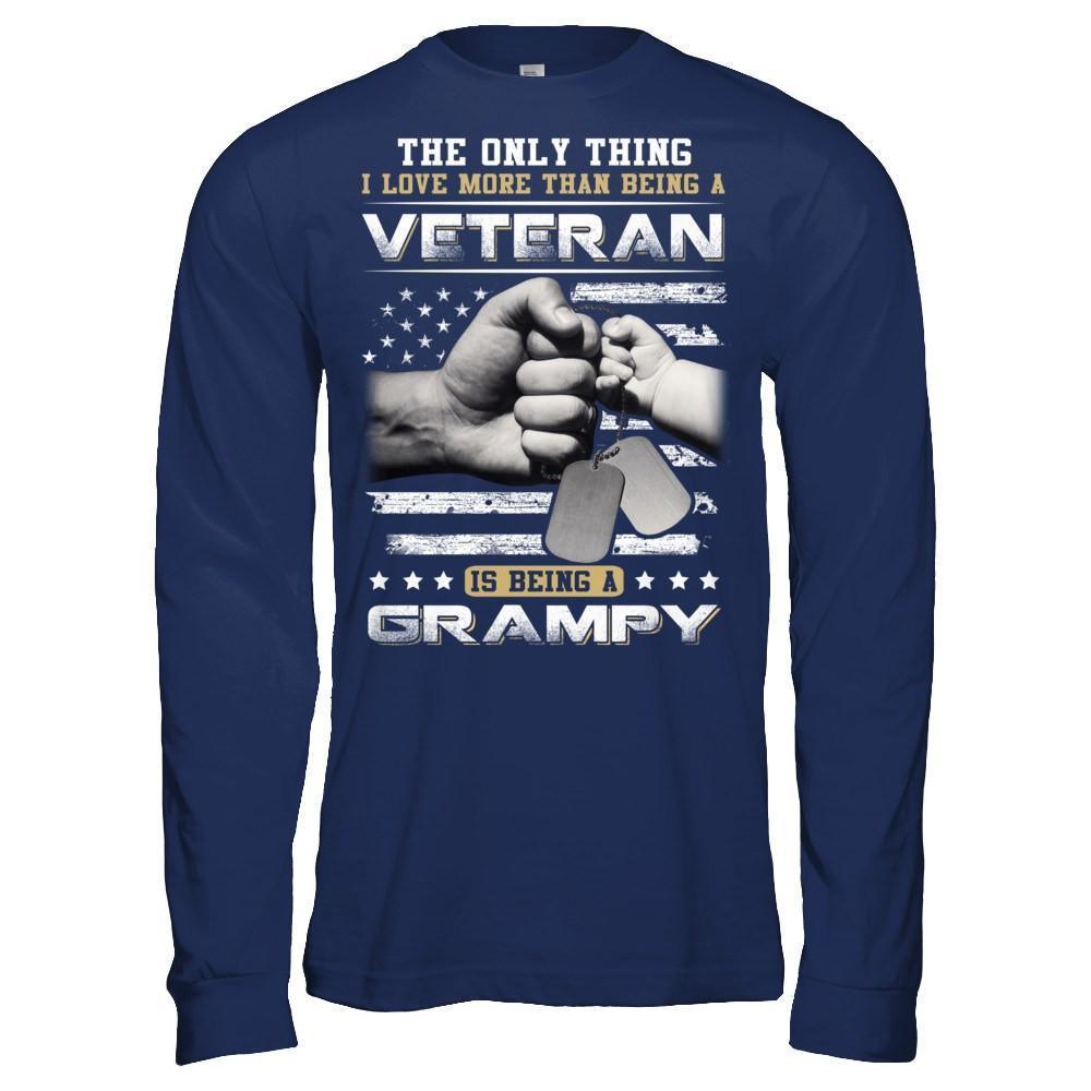 I Love More Than Being A Veteran Is Being A Grampy-T-Shirt & Hoodie-Long Sleeve T-Shirt-Navy
