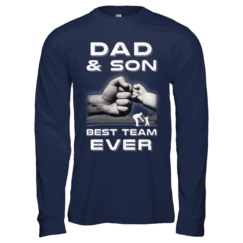 Dad And Son Best Team Ever Fathers Day-T-Shirt & Hoodie-Long Sleeve T-Shirt-Navy