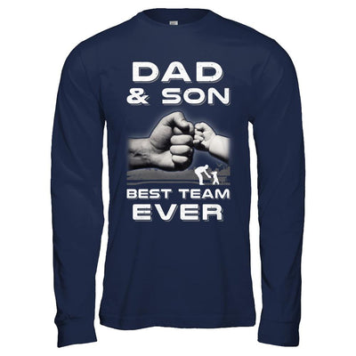 Dad And Son Best Team Ever Fathers Day-T-Shirt & Hoodie-Long Sleeve T-Shirt-Navy