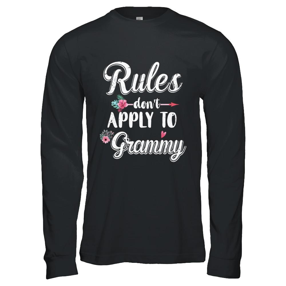 Grandmother Rules Don't Apply To Grammy-T-Shirt & Hoodie-Long Sleeve T-Shirt-Black
