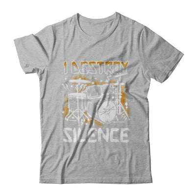I Destroy Silence Drums Funny Drummer Musician-T-Shirt & Hoodie-Premium T-Shirt-Heather Gray