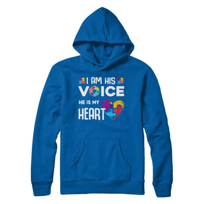 Autism Awareness I Am His Voice He Is My Heart Autism Mom-T-Shirt & Hoodie-Pullover Hoodie-Royal