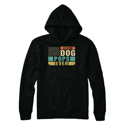 Vintage Retro BEST DOG POPS EVER American Flag Fathers Day-T-Shirt & Hoodie-Pullover Hoodie-Black