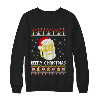 Beery Christmas Ugly Christmas Sweater Christmas Beer-T-Shirt & Sweatshirt-Crewneck Sweatshirt-Black