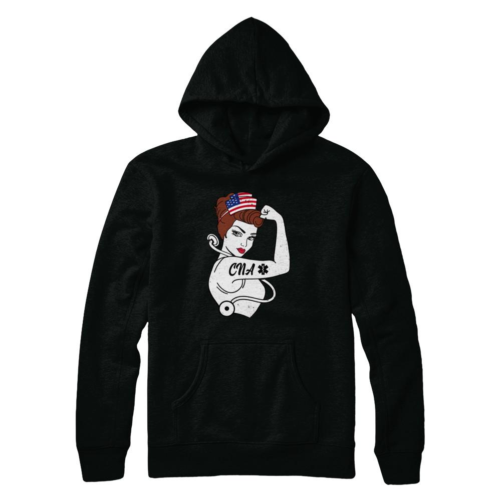Nursing Strong Woman Cna Strong Nurse 4Th Of July-T-Shirt & Hoodie-Pullover Hoodie-Black