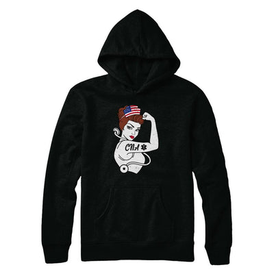 Nursing Strong Woman Cna Strong Nurse 4Th Of July-T-Shirt & Hoodie-Pullover Hoodie-Black